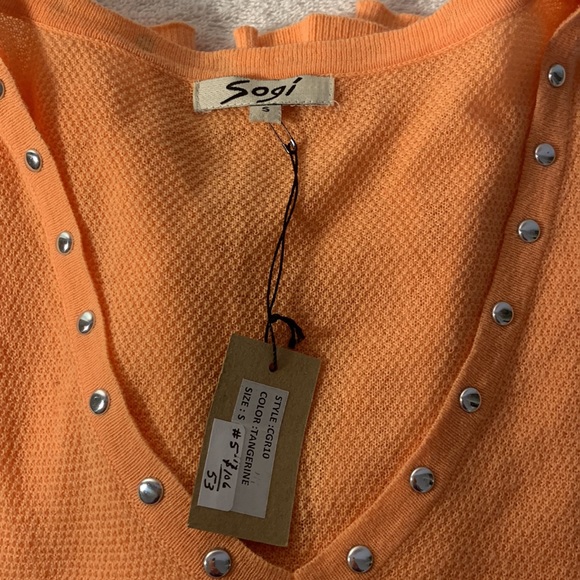 Sogi sweater NWT tangerine S Small tunic beaded - Picture 5 of 6